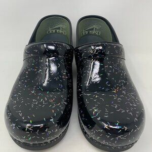 Dansko Professional Women's Clog Rainbow Flecks Size 39 US 9M Black Patent